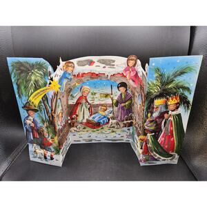 Vintage Christmas Advent Pop Up Calendar West Germany Kruger Manger Scene